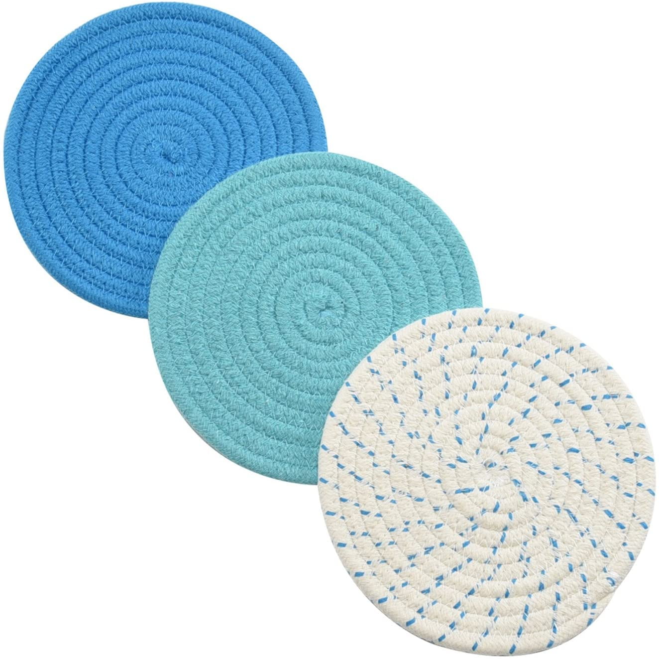 Table Countertop Protector Hot Pads Heat Resistant Potholders for Hot Dishes Pot Holders Trivets Set 4 Pcs and Kitchen Storage Basket 1 Pack Khaki Cotton Trivet Mat for Hot Pots and Pans