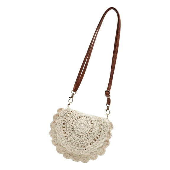 RUISINERY Women's Handwoven Crossbody Handbag Summers Beach Shoulder Handbag Cotton Crochet Woven Handmade Purse Bag