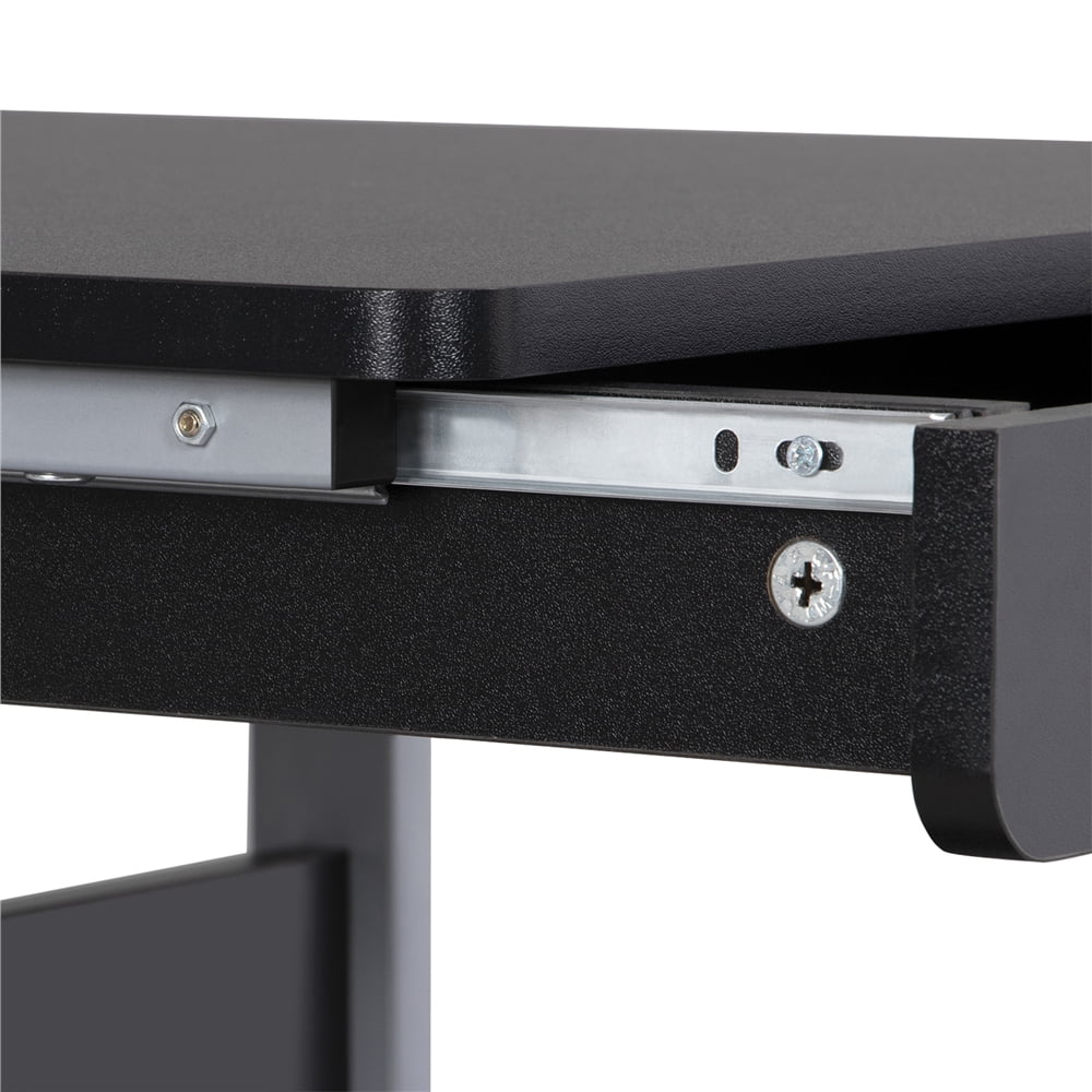 Yaheetech Rolling Laptop Computer Desk Table with Drawer and Shelf on Wheels, Black