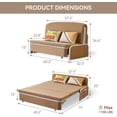 thumbnail image 3 of 60" 3 in 1 Pull Out Sofa Bed, Full Size Convertible Sleeper Loveseat with Storage, Trundle & 2 Pillows, Saddle Tan, for Living Room/Dorm/Bedroom/Office/RV, 3 of 9