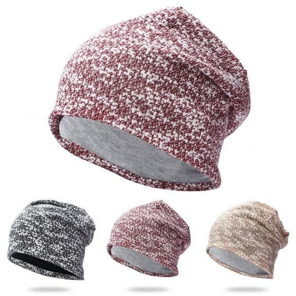GaThRRgYP Fashion Cold Weather Beanie for Women,Knitted Pullover Hat Winter Light Body Two-layer Mixed Color Breathable Toe Cap Black Free Size