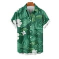 thumbnail image 4 of UVEASISHA Men Button Down Shirt Short Sleeve Casual Hawaiian Shirts Summer Tropical Printed Beach Shirt Mens Big and Tall Bowling Shirts Army Green 4XL, 4 of 6