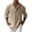 Khaki, variant on Men's Long Sleeve Cotton Linen Shirts Solid Color Faddish Stand Up Collar Button Down Pullover Shirt Casual Soft Comfort Workout T Shirts
