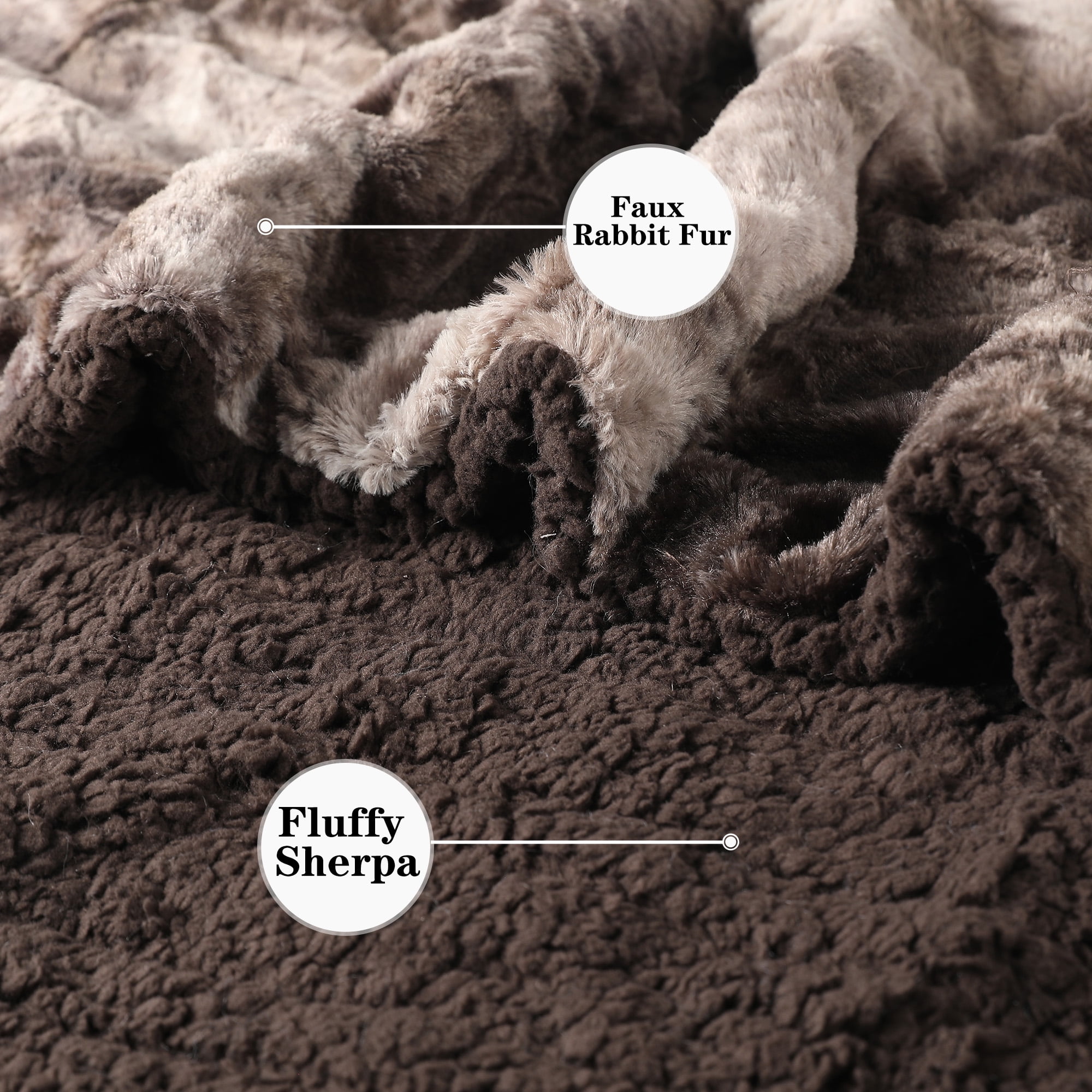 TRUSTWARMTH Electric Heated  Blanket Twin Size- Faux Fur Sherpa 62"x84" Fast Heating Bed Blankets Throw with 6 Heating Levels & 10 Hours Auto off, Over-Heat Protection ETL, Brown