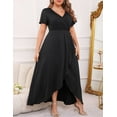 thumbnail image 3 of FOLUNSI Plus Size Formal Dresses Glitter V Neck Split Wedding Cocktail Long Evening Dress Ink Dyed Black 4XL, 3 of 7