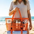 thumbnail image 2 of Mesh Beach Bag with Zipper,Large Beach Tote Bags for Women,Pool Swim Bag, Travel Tote Bags,Beach Vacation Essentials,Orange, 2 of 6