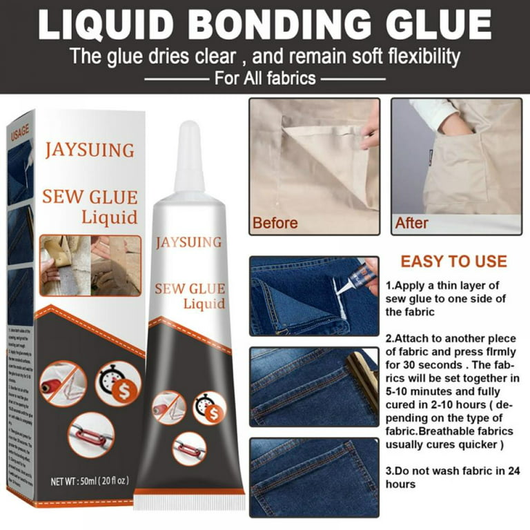 Clothing Repair Glue Cloths Fabric Adhesives Fabric Cloth Repair Glue Liquid Sewing Glue No Sewing Quick-drying Gel for Linen Denim Felt Suede Leather