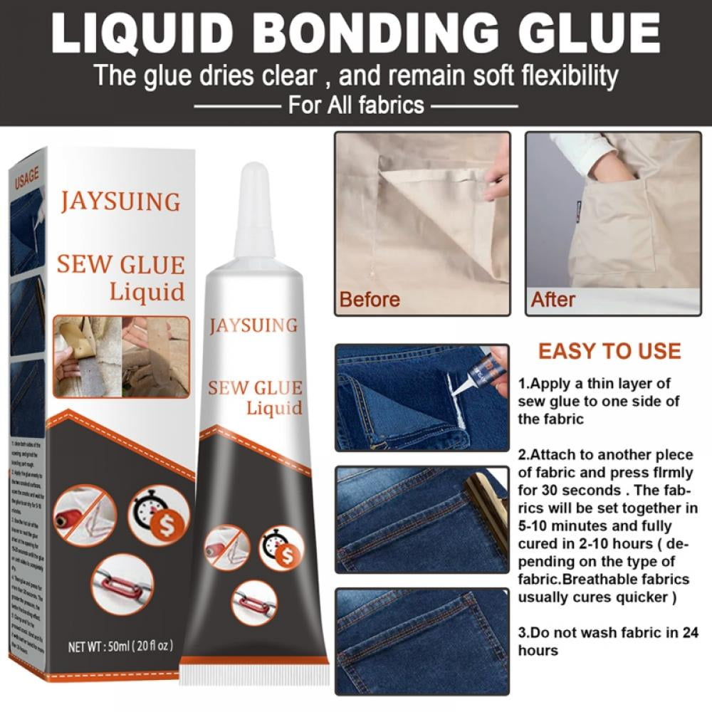 Clothing Repair Glue Cloths Fabric Adhesives Fabric Cloth Repair Glue Liquid Sewing Glue No Sewing Quick-drying Gel for Linen Denim Felt Suede Leather Cotton Polyester Flannel Silk Synthetic Fiber