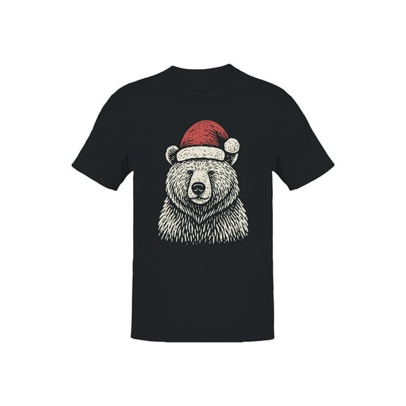 Festive Bear in Santa Hat Men's T-shirt