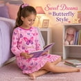 thumbnail image 2 of Rimyaw Girls Butterfly Nightgown with Hair Scrunchie, Long Sleeve Ruffle Pajama Dress, Soft Stretch Sleepwear, Pink, Size 12, 2 of 8