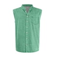 thumbnail image 6 of Mens Sleeveless Button Down Shirts Summer V Neck Washed Muscle Tank Tops Beach Basic T-Shirt Relaxed Fit Vest with Pockets,Green,XL, 6 of 6