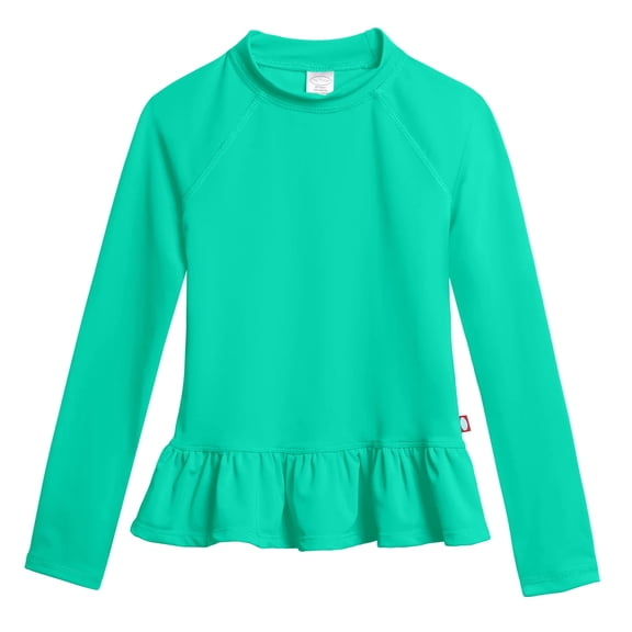 Girls UPF 50  Peplum Long Sleeve Rashguard | Aqua