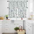 thumbnail image 3 of Rustic Blue Kitchen Curtains Valances and Tiers Set of 3 Floral Leaf Vintage Beige Background Farmhouse Tier Curtains and Valance with Rod Pocket for Small Windows, 27.5"x24", 3 of 9