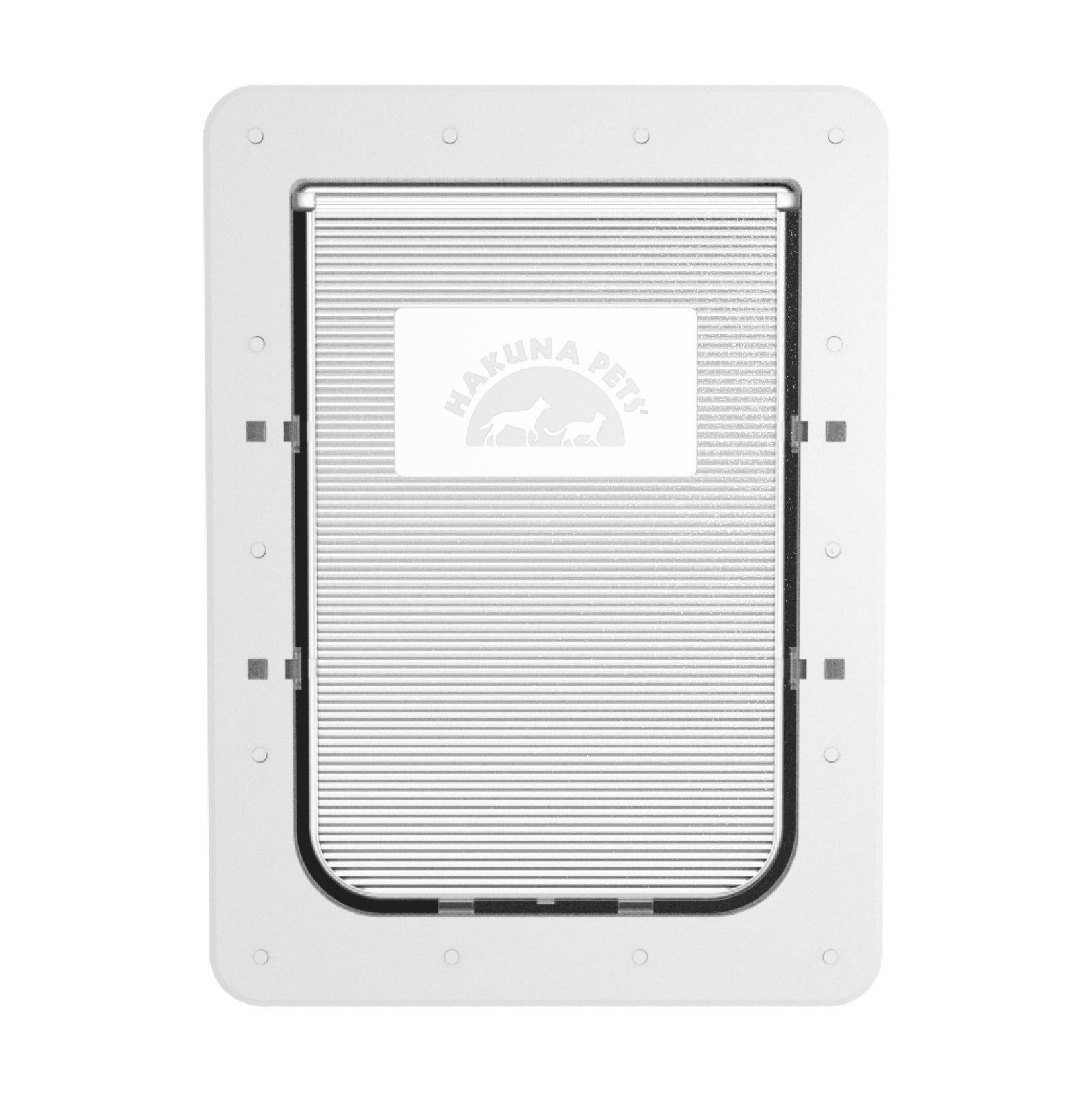 Hakuna Pets Super Tough Large Dog Pet Door with 2-Way Locks for Screens, Doors, Walls & Glass up to 2.17" Thick, for Pets up to 100 lb, White