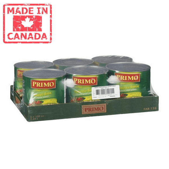 Primo Sauce Pasta Tomato Basil 100 OZ (6/Case)- Canadian Made
