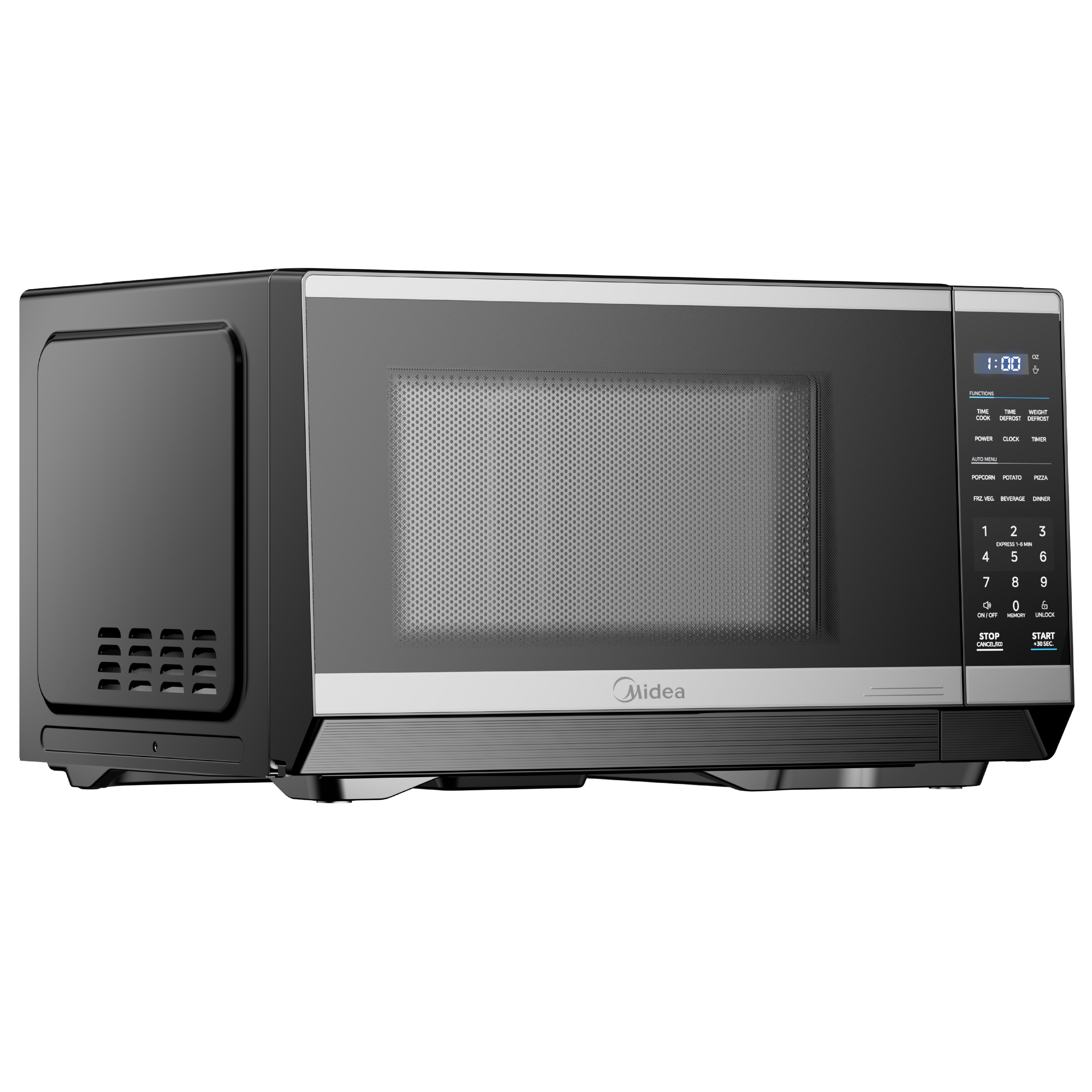 Midea 1.1 Cu. Ft. Countertop Microwave Oven, 1000W, Compact Microwave for Dorm, Office, Kitchen, Stainless Steel