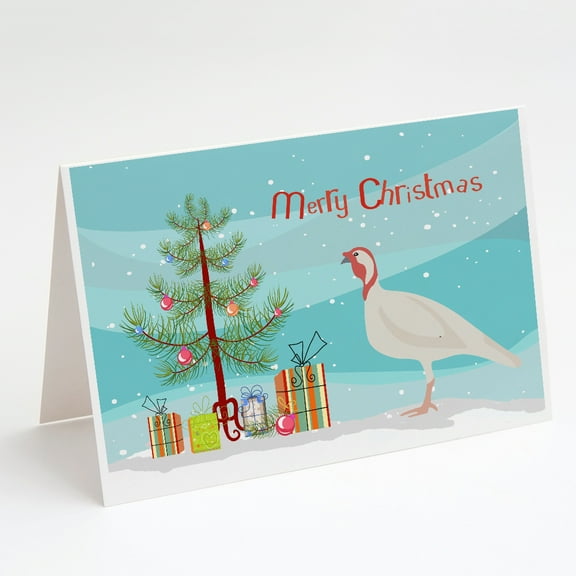 Caroline's Treasures Beltsville Small White Turkey Hen Christmas Christmas Greeting Cards with Envelopes, 5" x 7" (8 Count)