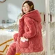 thumbnail image 2 of Pijamas de lana de Coral para mujer, chaqueta acolchada de algodón, traje forrado de lana cálido, ropa de casa cómoda suelta, abrigo de Encarnación, invierno, nuevo, 2 of 4
