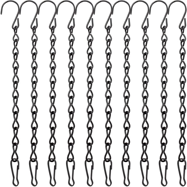 10 Pack 9.5 Inch Black Hanging Chains, Garden Plant Hangers for Hanging Bird Feeders, Billboards, Chalkboards, Basket, Planters
