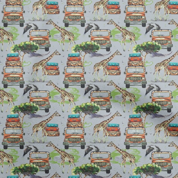 oneOone Viscose Chiffon Gray Fabric Kids Safari Print Quilting Supplies Print Sewing Fabric By The Yard 42 Inch Wide