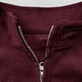 thumbnail image 5 of Wrtxtat Quarter Zip Corduroy Sweatshirt for Men Relaxed Fit Solid Color Pullover Striped Knit Long Sleeve Mock Neck Top Wine XXXL, 5 of 7