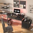 thumbnail image 2 of Computer Desk with Fabric File Drawers Cabinet, 57 Inch Home Office Desks with Filing Cabinet Printer Stand for Small Space, Study Writing Table PC Desks for Bedroom,Black, 2 of 16