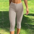 thumbnail image 5 of Ruimatai Women's Plaid Capri Pants High Waisted Lace Trim Side Slit Skinny Cropped Trousers for Casual Daily and Leisure Wear, 5 of 7