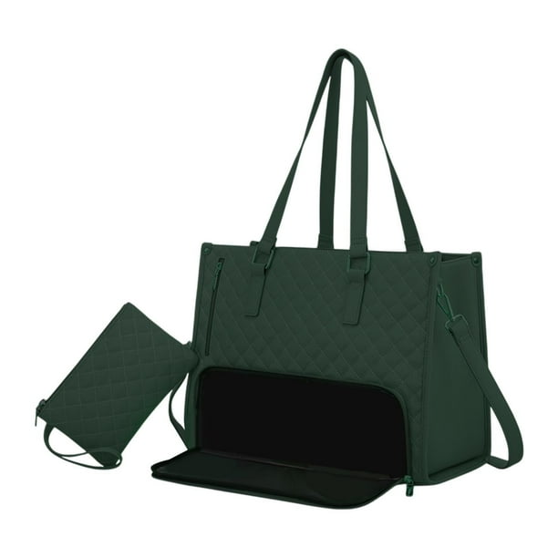Bolsa de para mujer bolso de computadora acolchado para viajes de oficina de collage casual Verde