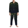 thumbnail image 3 of Salouo Luxury golden sparkle Print Button-Front Long Sleeve Pajama Set for Men, Soft 2Pjs Men's Long Sleeve Sleepwear-Medium, 3 of 7