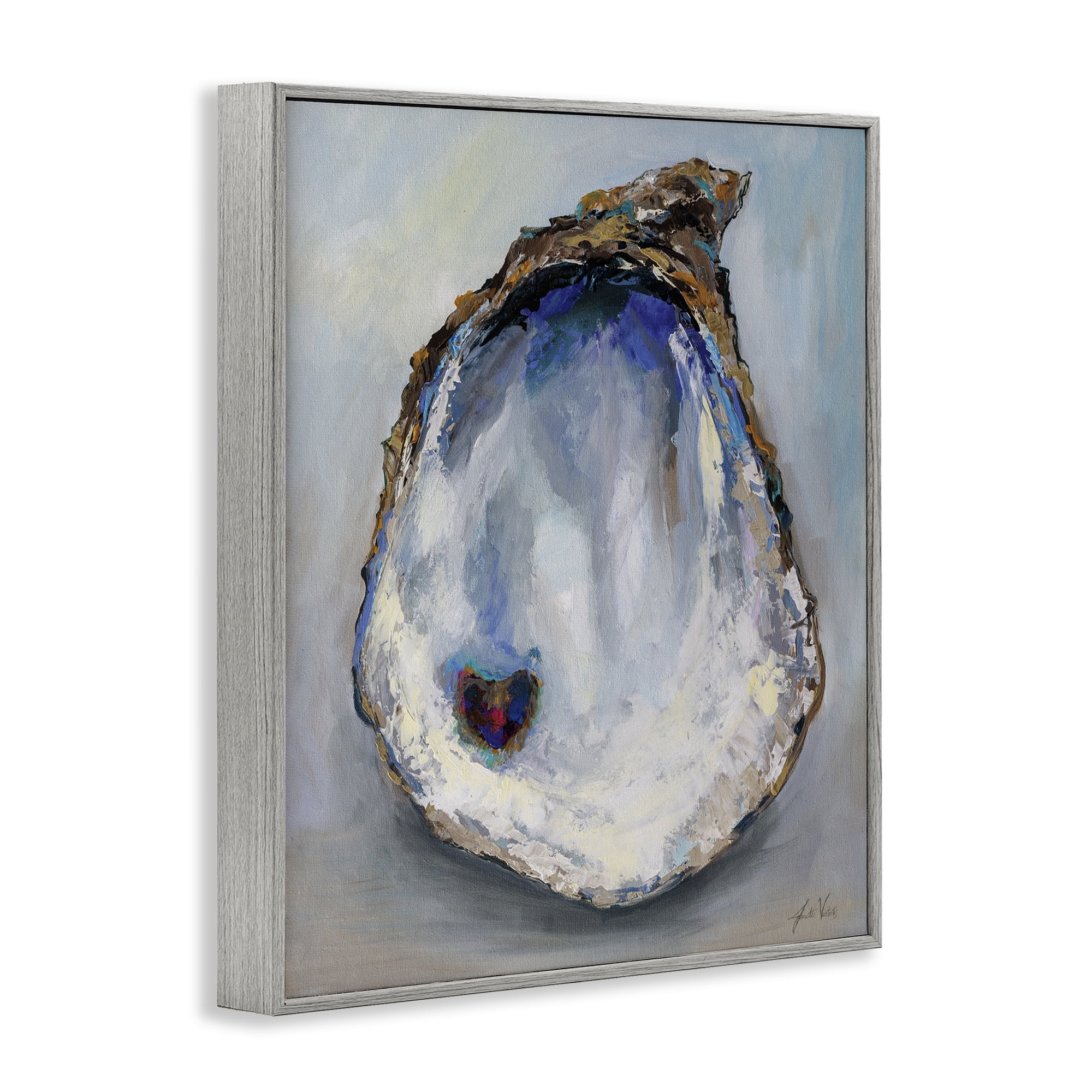 Stupell Industries Organic Oyster Shell Animals & Insects Painting Gray Framed Art Print Wall Art, 11 x 14
