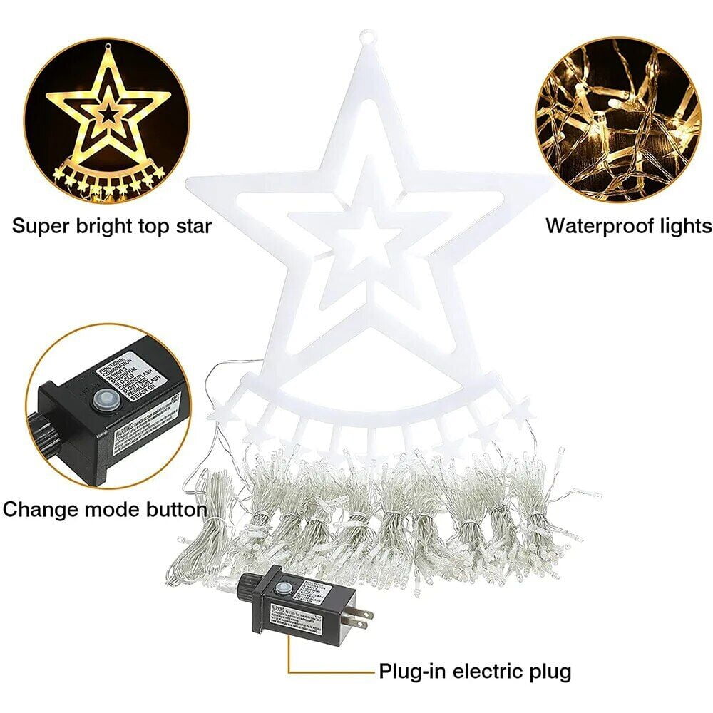 Christmas Lights Outdoor,12.6ft 8 Lighting Modes Waterfall Lights for Christmas, Outdoor Christmas Decorations for Yard, Christmas Lights for Tree House Holiday Party, Warm White