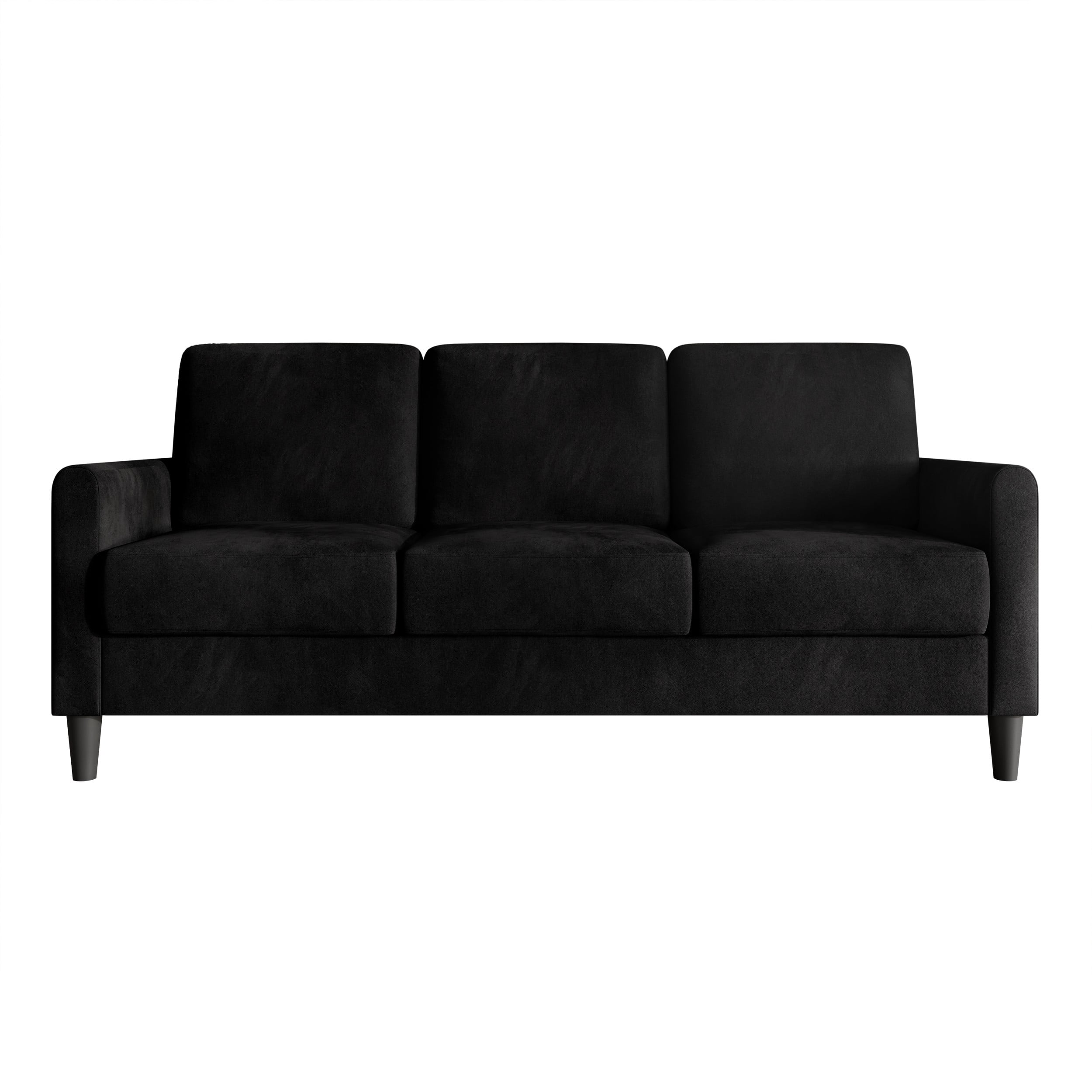 Home Design Goliad 2-Piece Velvet Living Room Set with Loveseat and Sofa, Pocket Spring Design, Soft Cushions, Clean Lines Design, Black