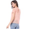 thumbnail image 4 of Top De Encaje Floral Semitransparente Con Ribete Festoneado Para Mujer Rosa Allegra K, 4 of 6