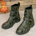 thumbnail image 7 of Tao Tao Women Warm Mid Calf Booties Casual Low Heel Zipper Boots Winter Shoes Camouflage Outdoor Walking Boot Olive Green 37, 7 of 7