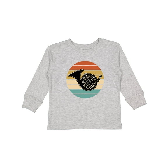 Inktastic French Horn Retro Music Gift Boys or Girls Long Sleeve Toddler T-Shirt
