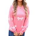thumbnail image 3 of Women Cute Knit Sweater Y2k Long Sleeve Crew Neck Knitted Pullover Top Oversized Going Out Fall Winter Knitwear Pink L, 3 of 9