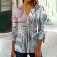thumbnail image 2 of Ecqkame Going Out Tops for Women Summer Casual Quarter Button Up Blouse 3/4 Sleeves V Neck Pullover Tunic Shirts C-Gray S on Clearance, 2 of 5