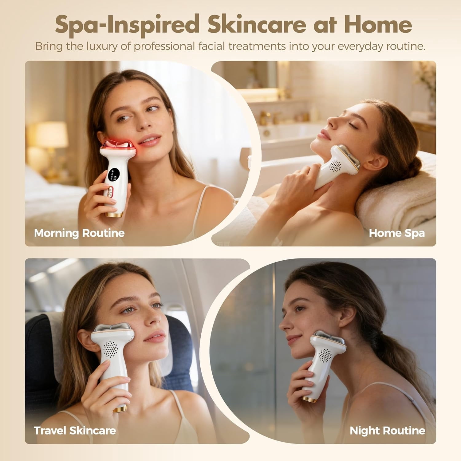 7-in-1 Hot & Cold LED Red Light Therapy Face & Neck Massager- Electric Gua Sha Facial Device with Microcurrent EMS, Vibration & Skin Tightening Tool for Anti-Aging, Firming & Fine Lines