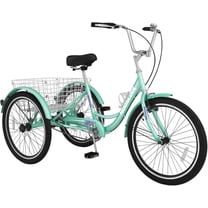ABORON Adult Tricycle 24 inch, 1 Speed 3 Wheel Bike, Adult Tricycle Trike Cruise Bike with Large Size Basket for Recreation Shopping