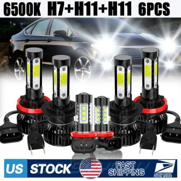 Fit Ford Fusion 2006-2016 LED Headlights High Low Beam Fog Lamp Bulbs Kit 6000K Canbus Ready