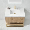 thumbnail image 6 of Vinnova Alistair 36" White Grain Stone Top Single Vanity with Mirror in Oak, 6 of 17