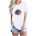 thumbnail image 1 of Camisetas de Manga Corta para las Mujeres Día de la Independencia Impresión Básica Camiseta de Verano, Cuello Redondo Casual Camiseta Blusa, 1 of 4