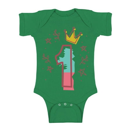 

Awkward Styles 1st Birthday Baby Bodysuit I m One Cute Crown Pink Romper