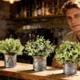 thumbnail image 6 of Artificial Eucalyptus Plants in Galvanized Metal Pots, 3 Pack Small Faux Greenery, 7.5in Farmhouse Decor for Laundry Room, Bathroom Shelves, Desk Decor, 6 of 6