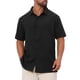thumbnail image 5 of CAMISA DE HOMBRE CORTA DE MANGA CORTA INSPIRE CHIC PARA EL DÍA DEL PADRE, CON BOTONES, PLAYERA DE PLAYA DE VERANO, CUELLO PUNTA XL NEGRO, 5 of 6