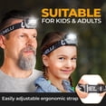 thumbnail image 4 of Foxelli Lampe de Poche LED - pour Adultes et Enfants, Course, Camping, Randonnée avec Lumière Blanche et Rouge, Phare Léger et Étanche avec Bandeau Confortable, 3 Piles AAA Incluses, 4 of 5