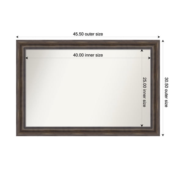 Amanti Art Custom Wall and Bathroom Mirror (30.5 x 45.5 in.), Rustic Pine Brown Frame