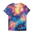 thumbnail image 6 of Bwndum Womens Graphic Tee with Galaxy Phoenix Print, Ruffle Sleeve Boho Top - Soft Stretch Crewneck T-Shirt for Women, Plus Size Available,Size 4XL, 6 of 6
