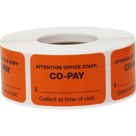 Co-Pay Writable Healthcare Warning Labels | 1 x 1.5″ Rectangle - 500 Pack