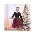 thumbnail image 2 of Sunny Fashion Girls Dress Velvet Red Black Plaid Tartan Patchwork Tulle Bow Warm Fall Winter Holiday 12 Years, 2 of 7
